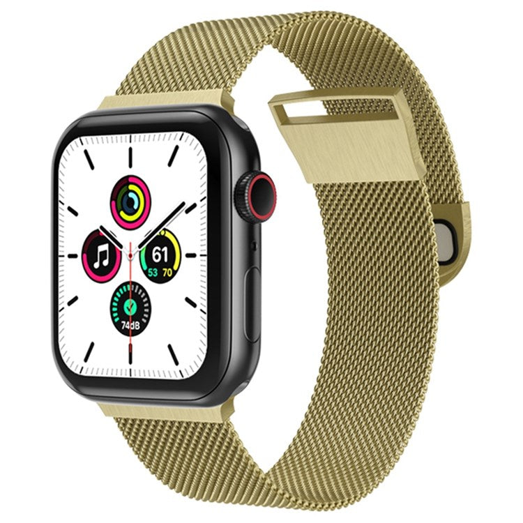 For Apple Watch Series 10 42mm / 9 8 7 41mm / 6 5 4 SE SE (2022) SE (2023) 40mm / 3 2 1 38mm Dual Magnetic Clasp Milanese Metal Strap Replacement Watch Band - Gold