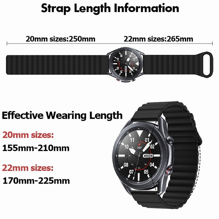 For Haylou LS02 / RS4 / RS4 Plus / Huawei Watch GT 3 Pro 43mm, Silicone Watchband 20mm Universal Magnetic Watch Strap - Grey / Wine Red