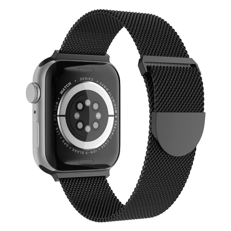For Apple Watch Series 10 42mm / 9 8 7 41mm / 6 5 4 SE SE (2022) SE (2023) 40mm / 3 2 1 38mm Stylish Milanese Fine Mesh Metal Smart Watch Band Wrist Strap with Mini Buckle - Black