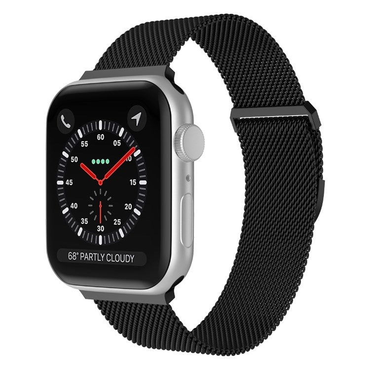 For Apple Watch Series 10 42mm / 9 8 7 41mm / 6 5 4 SE SE (2022) SE (2023) 40mm / 3 2 1 38mm Stylish Milanese Fine Mesh Metal Smart Watch Band Wrist Strap with Mini Buckle - Black