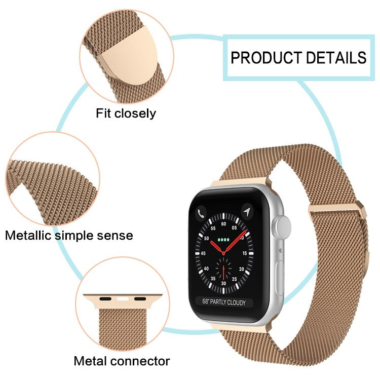For Apple Watch Series 10 42mm / 9 8 7 41mm / 6 5 4 SE SE (2022) SE (2023) 40mm / 3 2 1 38mm Stylish Milanese Fine Mesh Metal Smart Watch Band Wrist Strap with Mini Buckle - Black