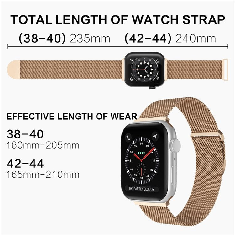 For Apple Watch Series 10 42mm / 9 8 7 41mm / 6 5 4 SE SE (2022) SE (2023) 40mm / 3 2 1 38mm Stylish Milanese Fine Mesh Metal Smart Watch Band Wrist Strap with Mini Buckle - Black