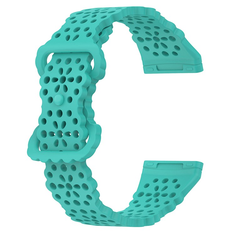 For Fitbit Versa Versa 3 / Sense Lace Flower TPU Band Hollow-out Sport Wristband Replacement - Teal Green