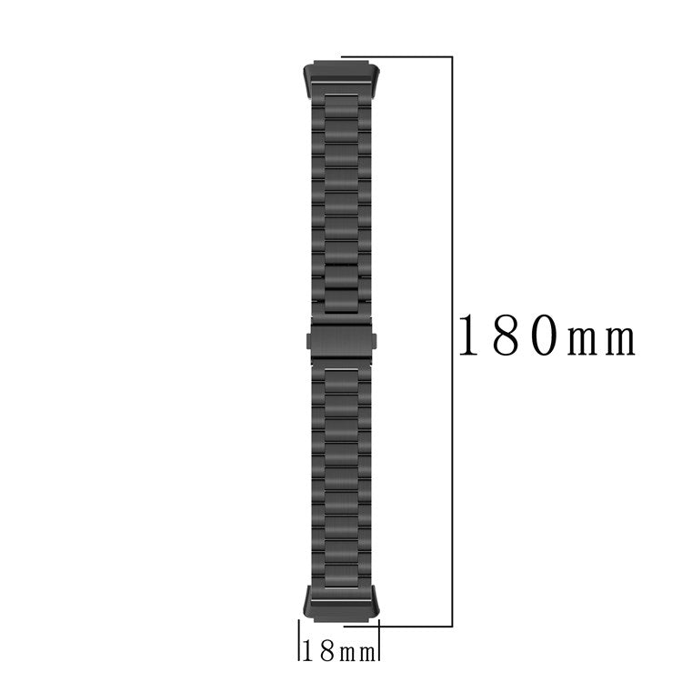 For Huawei Band 7 Stainless Steel Smart Watch Band Three Beads Replacement Strap with Folding Buckle - Gold