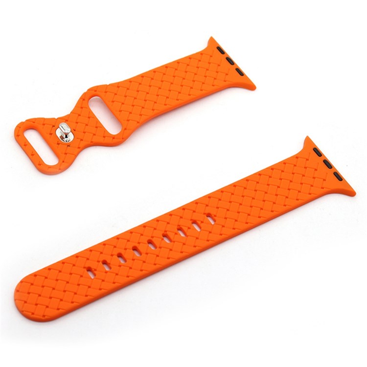 For Apple Watch Series 10 42mm / 9 8 7 41mm / 6 5 4 SE SE (2022) SE (2023) 40mm / 3 2 1 38mm Woven Texture Adjustable Wristband Silicone Smart Watch Strap - Orange