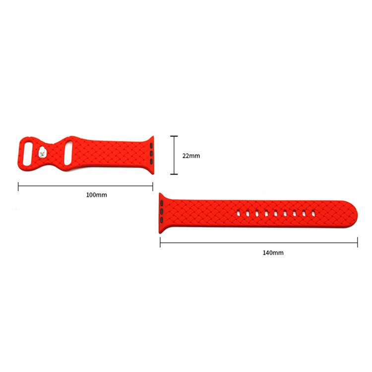 For Apple Watch Series 10 42mm / 9 8 7 41mm / 6 5 4 SE SE (2022) SE (2023) 40mm / 3 2 1 38mm Woven Texture Adjustable Wristband Silicone Smart Watch Strap - Orange