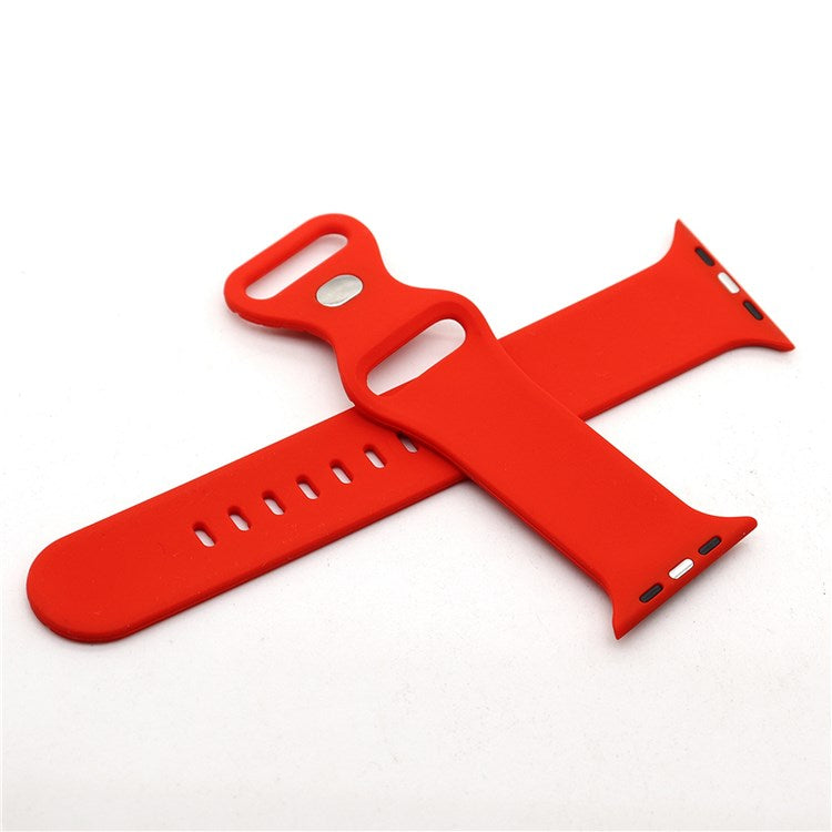 For Apple Watch Series 10 46mm / Ultra 2 Ultra 49mm / 9 8 7 45mm / SE (2023) SE (2022) SE 6 5 4 44mm / 3 2 1 42mm Silicone Watch Strap Woven Texture Adjustable Wristband Replacement - Pink