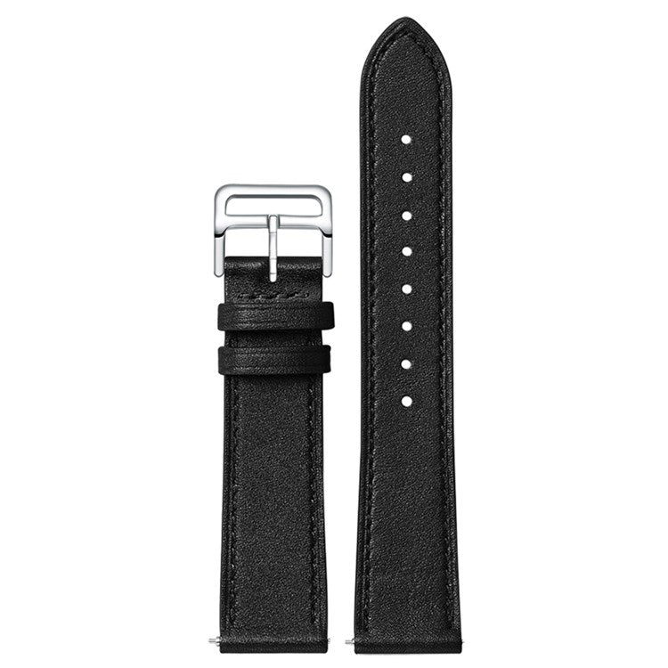 XIAOMI YOUPIN for Haylou LS02 / RS4 Plus LS11 20mm Watch Bands Replacement Strap Textured Genuine Leather Adjustable Wrist Strap - Black