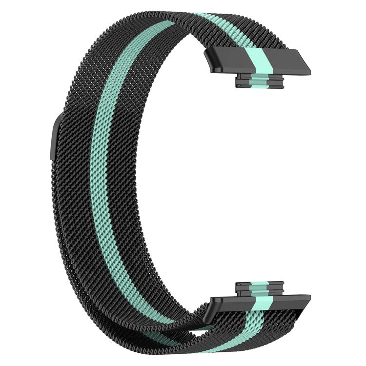 Metal Smart Watch Strap for Huawei Watch Fit 2 Adjustable Milanese Watchband Replacement Part - Black / Green