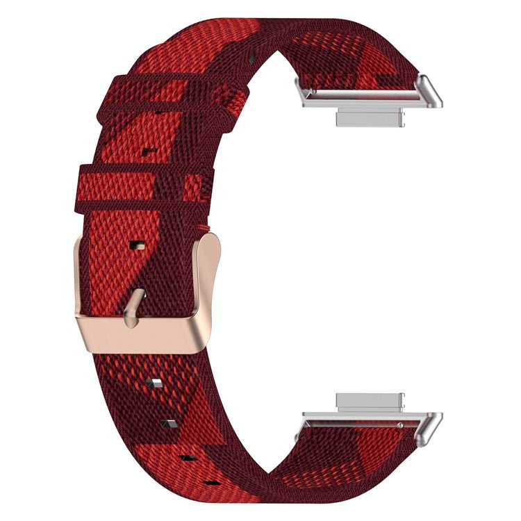 For Huawei Watch Fit 2 Watch Strap with Buckle Nylon Wrist Band Sports Watch 20mm Quick Release Watchband - Red Stripe