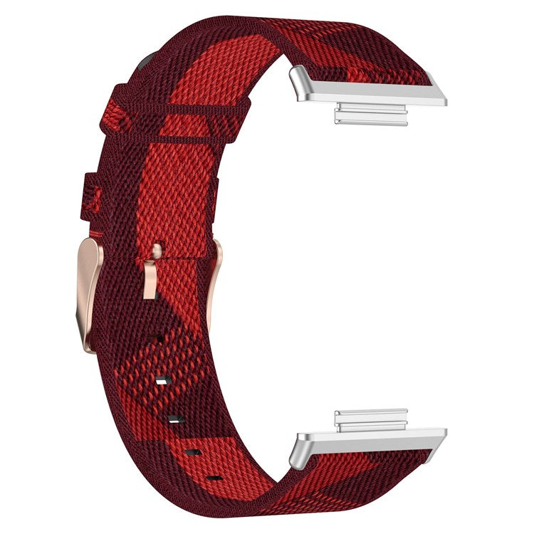 For Huawei Watch Fit 2 Watch Strap with Buckle Nylon Wrist Band Sports Watch 20mm Quick Release Watchband - Red Stripe