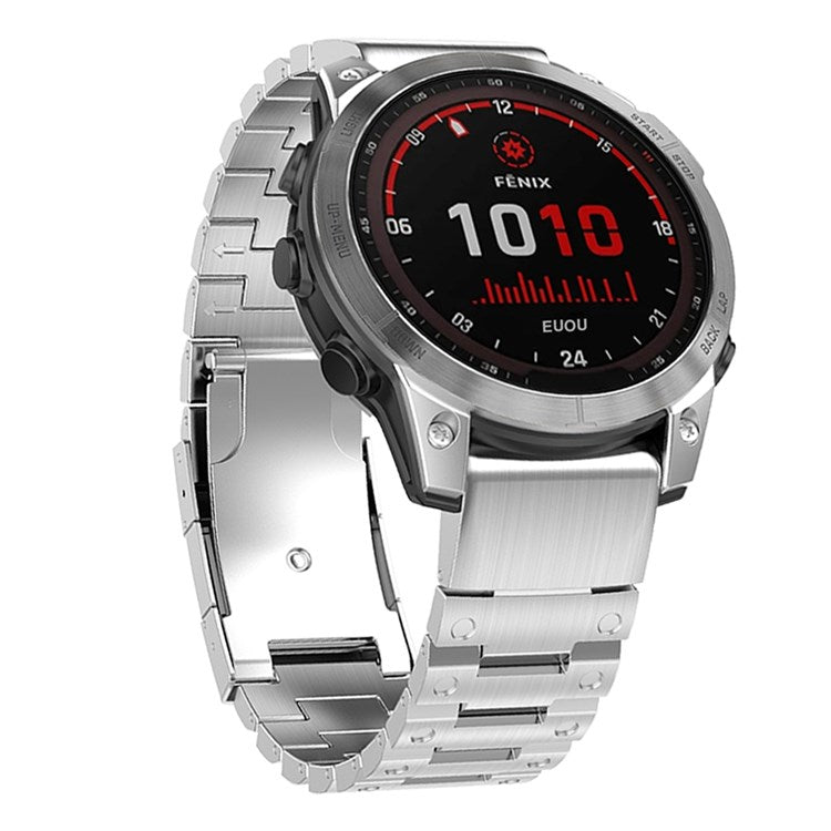 For Garmin Epix Gen2 / Fenix 7 / Descent G1 / Instinct 2 Watch Strap Stainless Steel Watch Band 22mm Replacement Strap with Folding Clasp - Silver
