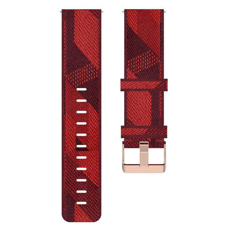 For Garmin Venu Sq / Venu 2 Plus / Huawei Watch GT 2 42mm / GT 3 Pro 43mm Universal Watch Strap 20mm Nylon Watch Band Replacement Watchband with Buckle - Red Stripe