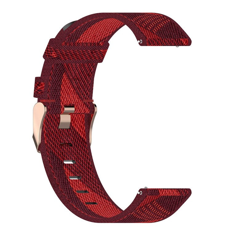 For Garmin Venu Sq / Venu 2 Plus / Huawei Watch GT 2 42mm / GT 3 Pro 43mm Universal Watch Strap 20mm Nylon Watch Band Replacement Watchband with Buckle - Red Stripe