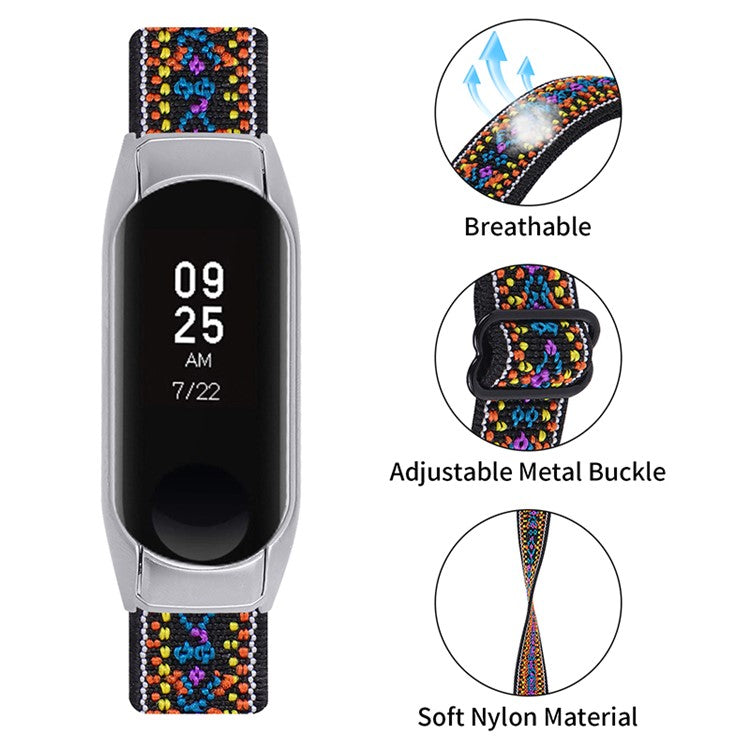 For Xiaomi Mi Band 5 / 6 Elastic Watch Band Nylon Braided Adjustable Wrist Strap Replacement - Style 5