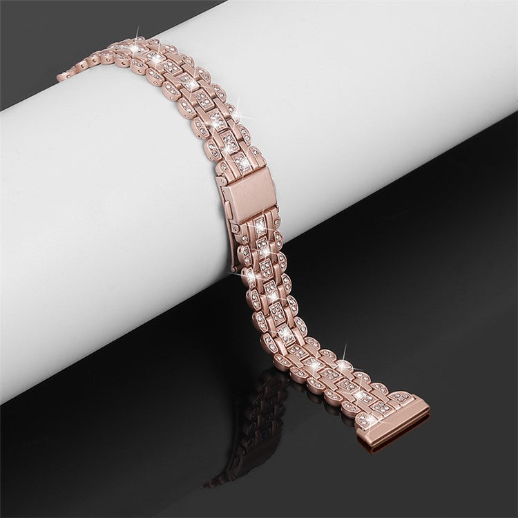 For Fitbit Versa 3 / Fitbit Sense Rhinestone Decor Metal Smart Watch Band Buckle Design Watch Strap - Rose Pink