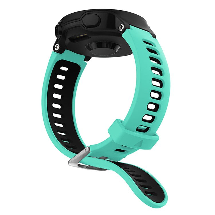For Garmin Forerunner 235 / 230 / 620 / 630 / 220 / 735 / 735XT Silicone Watch Band Silver Buckle Watch Strap with Spring Bar Universal 22mm Replacement Watchband - Mint Green / Black