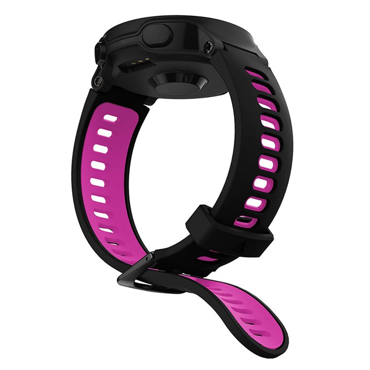 For Garmin Forerunner 235 / 230 / 620 / 630 / 220 / 735 / 735XT Silicone Watch Strap with Black Buckle Replacement Part Universal 22mm Watchband - Black / Rose
