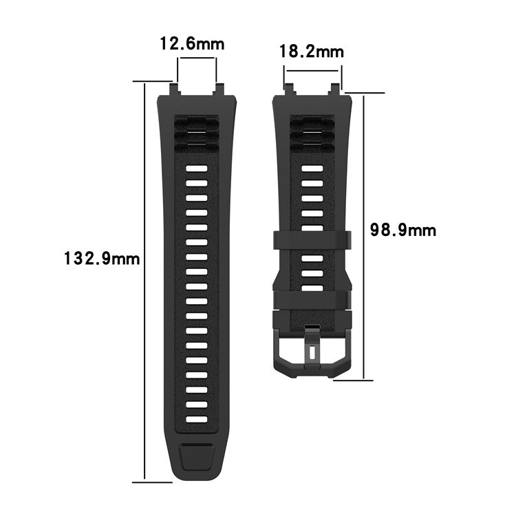 For Huami Amazfit T-Rex 2 Strap Replacement Universal 22mm Silicone Watch Band - Black