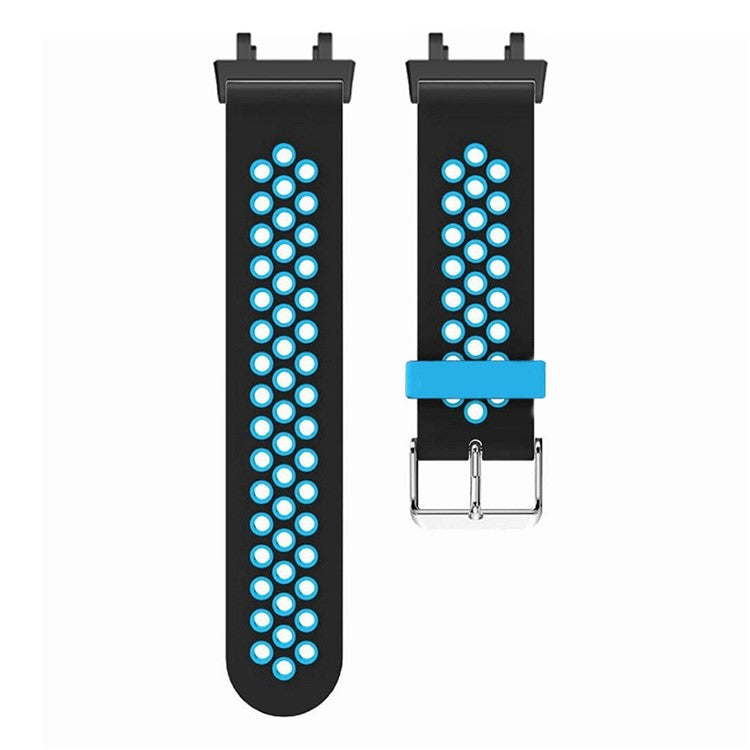 For Huami Amazfit T-Rex 2 Dual Color Watch Band Silicone Replacement Wrist Strap with Three Rows Holes - Black / Blue
