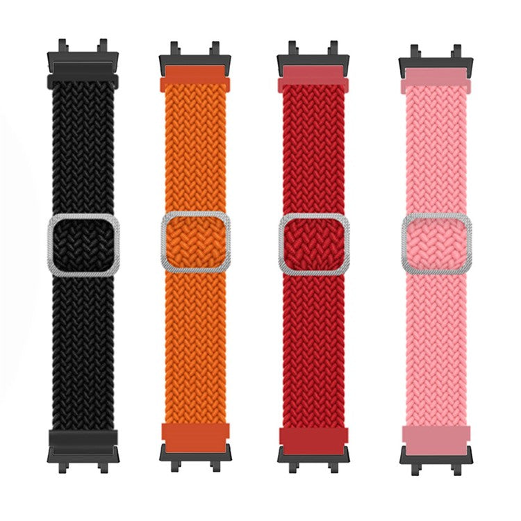 Watch Strap for Huami Amazfit T-Rex 2, Nylon Braided Adjustable Loop Wrist Band Replacement - Red / White
