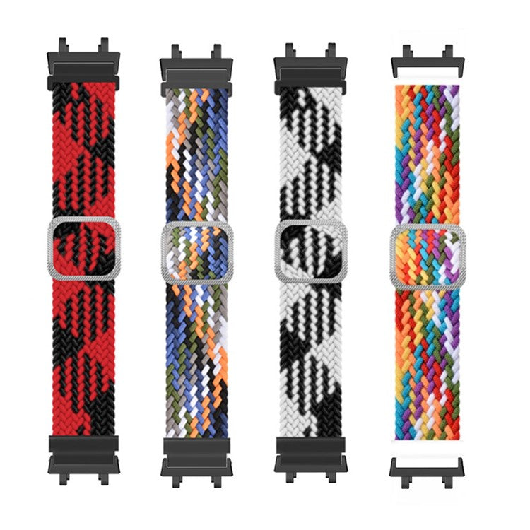 Watch Strap for Huami Amazfit T-Rex 2, Nylon Braided Adjustable Loop Wrist Band Replacement - Red / White