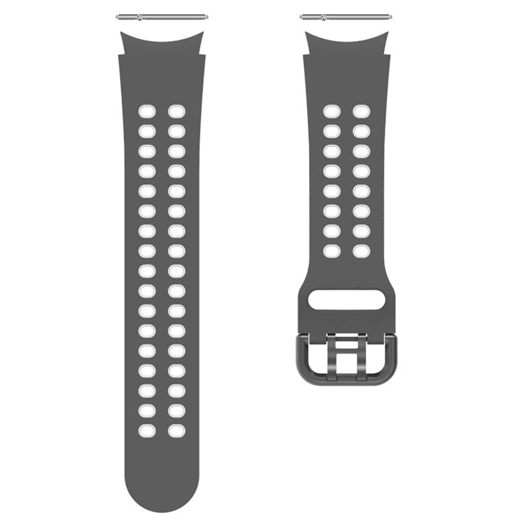 For Samsung Galaxy Watch6 40mm 44mm / Watch6 Classic 43mm 47mm / Watch 5 40mm 44mm / 5 Pro 45mm / Watch4 40mm 44mm Dual-Color Replacement Watch Strap 20mm Silicone Watchband - Grey / White