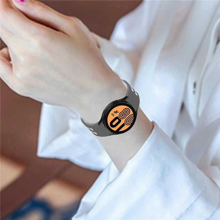 For Samsung Galaxy Watch6 40mm 44mm / Watch6 Classic 43mm 47mm / Watch 5 40mm 44mm / 5 Pro 45mm / Watch4 40mm 44mm Dual-Color Replacement Watch Strap 20mm Silicone Watchband - Grey / White