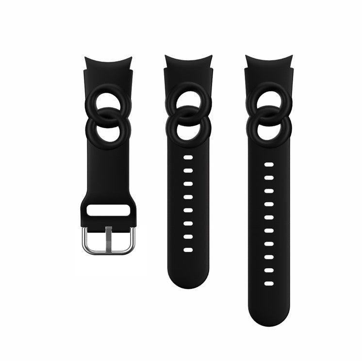 For Samsung Galaxy Watch6 40mm 44mm / Watch6 Classic 43mm 47mm / Watch 5 40mm 44mm / 5 Pro 45mm / Watch4 40mm 44mm Quick Release Watch Band Set Silicone Hollow Watch Strap 20mm Replacement Watchband - Black