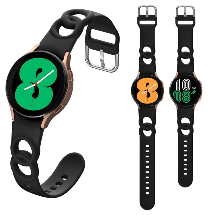 For Samsung Galaxy Watch6 40mm 44mm / Watch6 Classic 43mm 47mm / Watch 5 40mm 44mm / 5 Pro 45mm / Watch4 40mm 44mm Quick Release Watch Band Set Silicone Hollow Watch Strap 20mm Replacement Watchband - Black