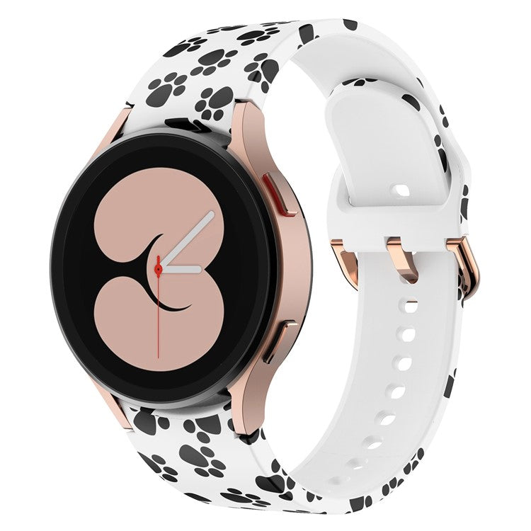 For Samsung Galaxy Watch4 Classic 42mm / 46mm / Watch4 Active 40mm / 44mm Pattern Printed Silicone Watch Band Wrist Strap with Buckle - Paws