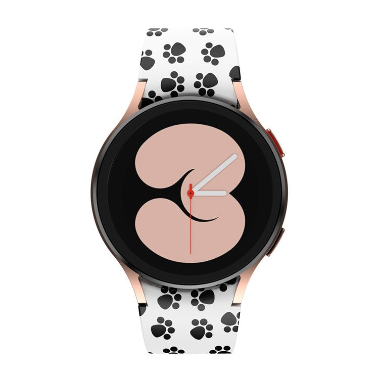 For Samsung Galaxy Watch4 Classic 42mm / 46mm / Watch4 Active 40mm / 44mm Pattern Printed Silicone Watch Band Wrist Strap with Buckle - Paws
