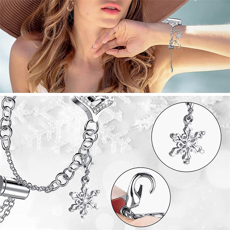 For Apple Watch Series 10 46mm / Ultra 2 Ultra 49mm / Series 9 8 7 45mm / SE (2023) SE (2022) SE 6 5 4 44mm / 3 2 1 42mm Smart Watch Band Multiple Pendant Design Bracelet Wrist Strap - Silver