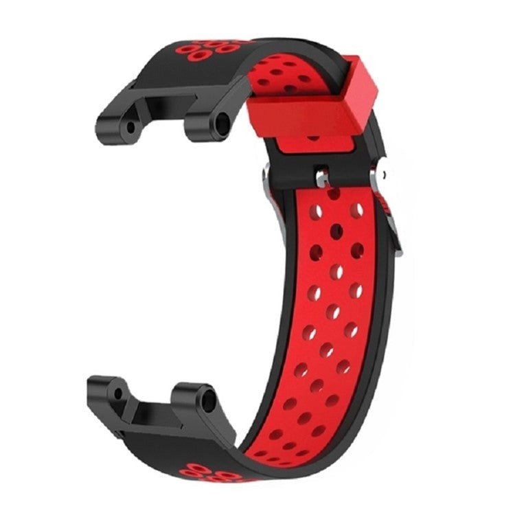 For Huami Amazfit T-Rex / T-Rex Pro / Ares, Dual-Color 22mm Watch Band Silicone Watch Strap Replacement Watchband with Multi-Hole Design - Black / Red