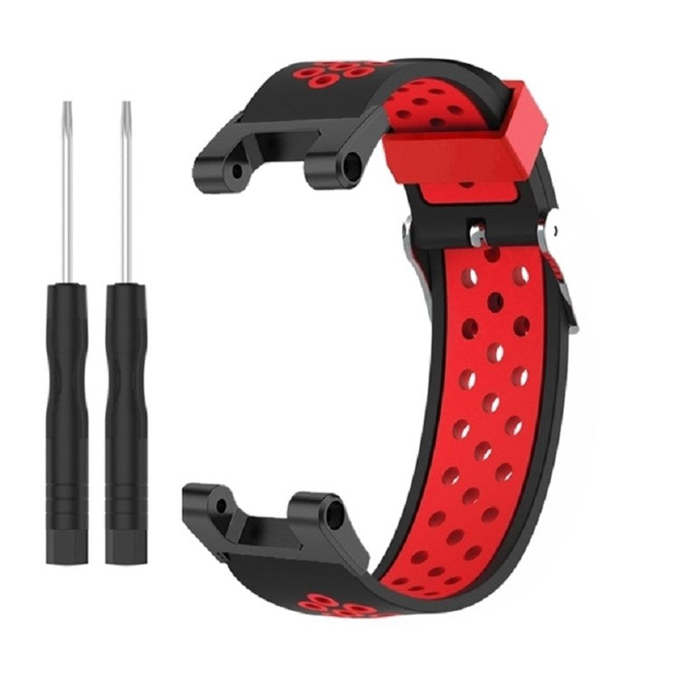 For Huami Amazfit T-Rex / T-Rex Pro / Ares, Dual-Color 22mm Watch Band Silicone Watch Strap Replacement Watchband with Multi-Hole Design - Black / Red