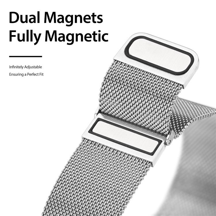 DUX DUCIS 22mm Magnetic Watch Band for Samsung Galaxy Watch3 45mm / Huawei Watch GT 3 46mm / GT 3 Pro 46mm Stainless Steel Alloy Milanese Watch Strap - Silver
