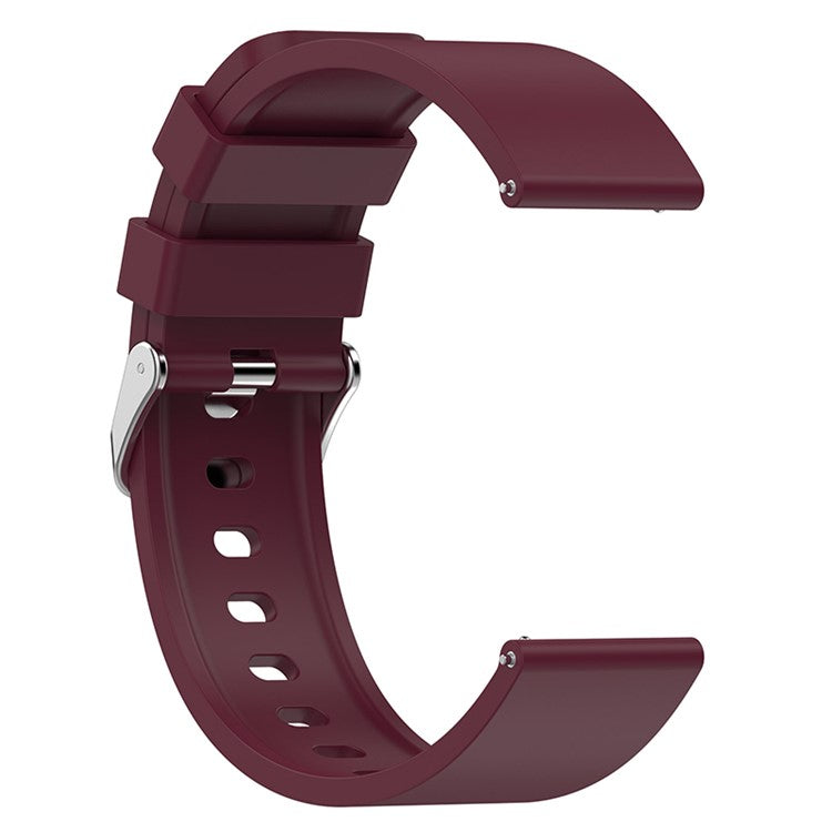 For Huami Amazfit Bip 3 / Bip S Soft Silicone Wrist Band Smart Watch Replacement Strap with Silver Buckle - Wine Red