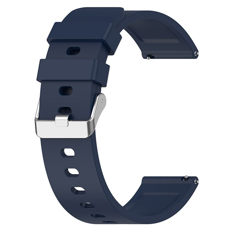 For Huami Amazfit Bip 3 / Bip S Soft Silicone Wrist Band Smart Watch Replacement Strap with Silver Buckle - Midnight Blue