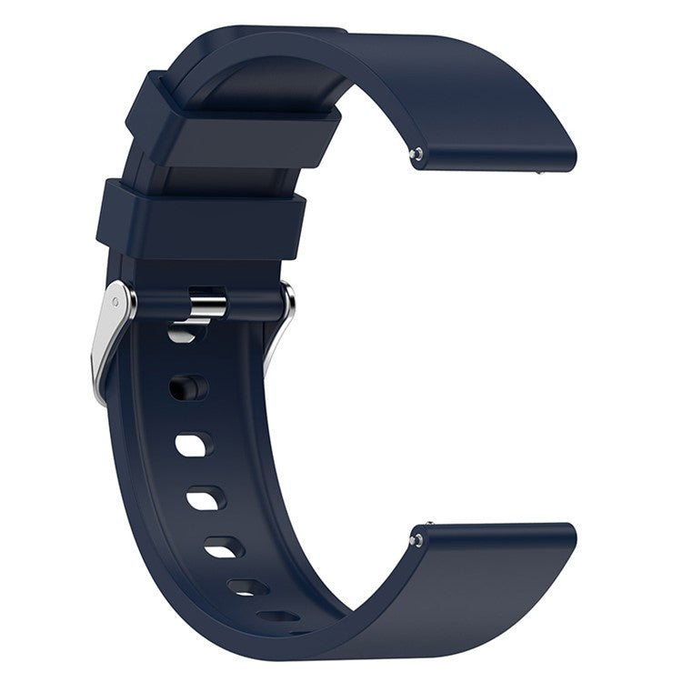 For Huami Amazfit Bip 3 / Bip S Soft Silicone Wrist Band Smart Watch Replacement Strap with Silver Buckle - Midnight Blue