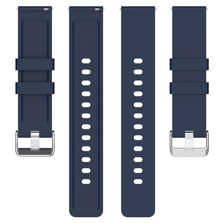 For Huami Amazfit Bip 3 / Bip S Soft Silicone Wrist Band Smart Watch Replacement Strap with Silver Buckle - Midnight Blue