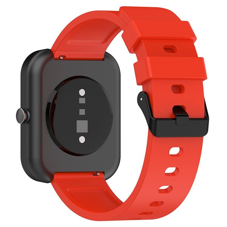 For Huami Amazfit Bip 3 / Bip S Smart Watch Replacement Strap Adjustable Silicone Wrist Band with Black Steel Buckle - Red