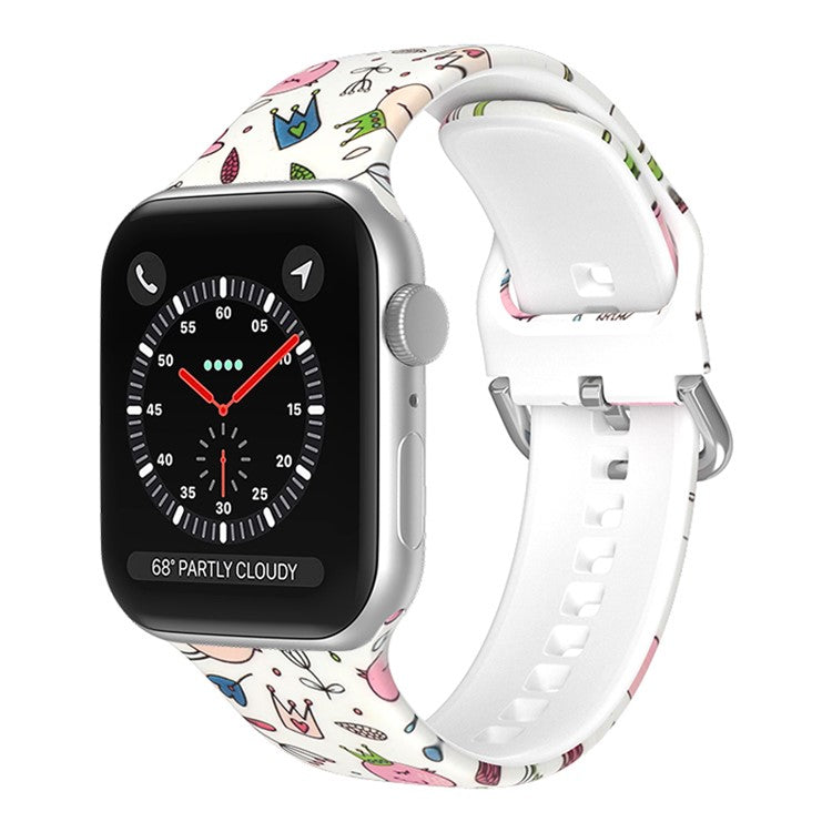 For Apple Watch Series 10 42mm / 9 8 7 41mm / 6 5 4 SE SE (2022) SE (2023) 40mm / 3 2 1 38mm Silicone Watch Strap - Graffiti White