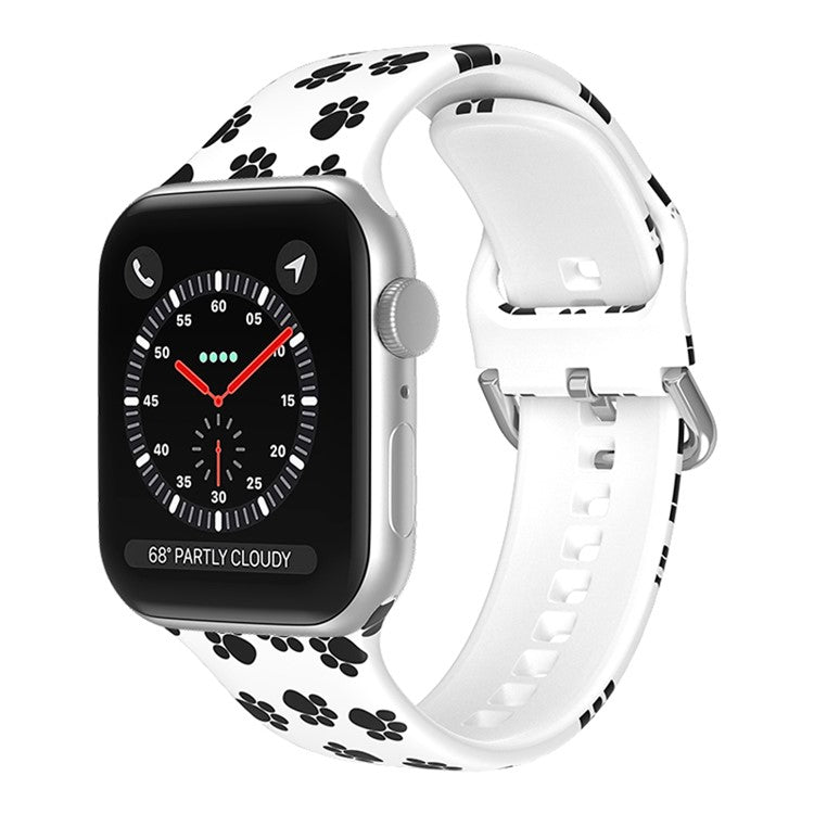 For Apple Watch Series 10 42mm / 9 8 7 41mm / 6 5 4 SE SE (2022) SE (2023) 40mm / 3 2 1 38mm Silicone Watch Strap - Feet Print