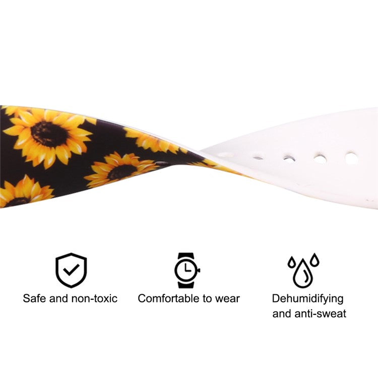 For Apple Watch Series 10 42mm / 9 8 7 41mm / 6 5 4 SE SE (2022) SE (2023) 40mm / 3 2 1 38mm Silicone Watch Strap - Yellow Leopard