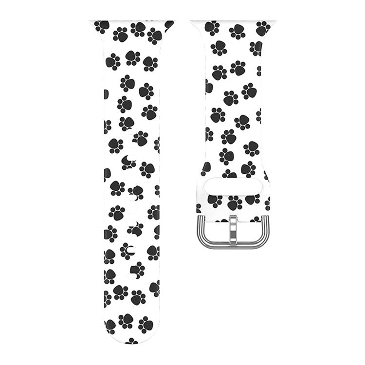 For Apple Watch Series 10 46mm / Ultra 2 Ultra 49mm / Series 9 8 7 45mm / SE (2023) SE (2022) SE 6 5 4 44mm / 3 2 1 42mm Silicone Pattern Printed Watch Strap Wristband with Buckle - Feet Print