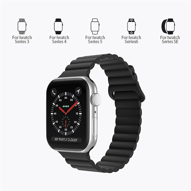 For Apple Watch Series 10 42mm / 9 8 7 41mm / 6 5 4 SE SE (2022) SE (2023) 40mm / 3 2 1 38mm Magnetic Adsorption Replacement Strap Silicone Watch Band with Tail Buckle - Grey / Orange