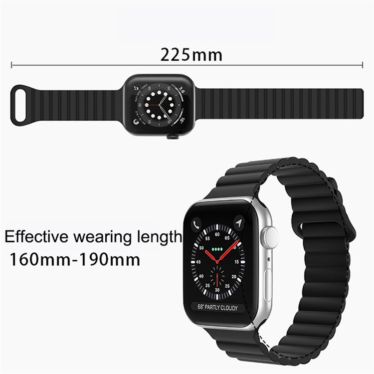 For Apple Watch Series 10 42mm / 9 8 7 41mm / 6 5 4 SE SE (2022) SE (2023) 40mm / 3 2 1 38mm Magnetic Adsorption Replacement Strap Silicone Watch Band with Tail Buckle - Grey / Orange