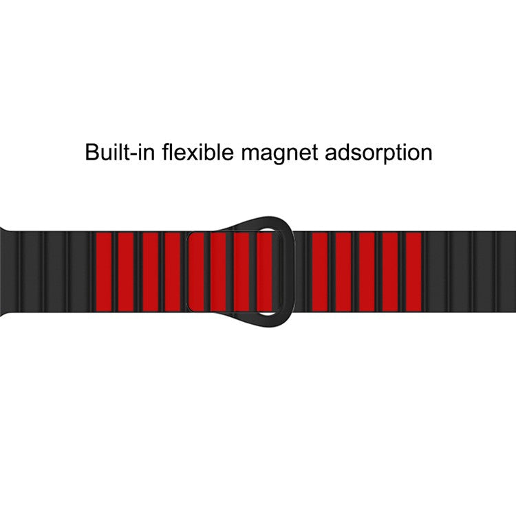 For Apple Watch Series 10 42mm / 9 8 7 41mm / 6 5 4 SE SE (2022) SE (2023) 40mm / 3 2 1 38mm Magnetic Adsorption Replacement Strap Silicone Watch Band with Tail Buckle - Grey / Orange