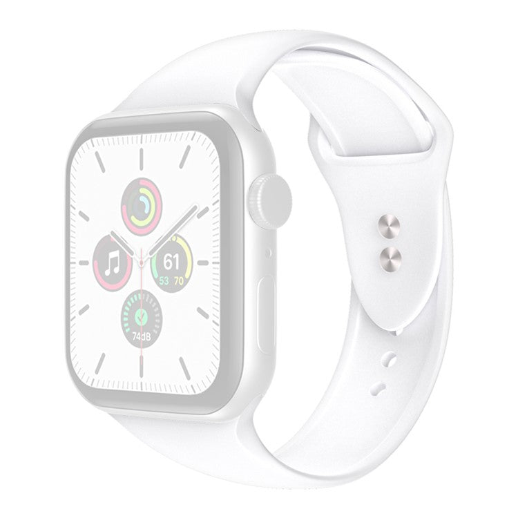 For Apple Watch Series 10 46mm / Ultra 2 Ultra 49mm / Series 9 8 7 45mm / SE (2023) SE (2022) SE 6 5 4 44mm / 3 2 1 42mm Adjustable Silicone Watch Strap with Double Buttons Buckle, Size L - White