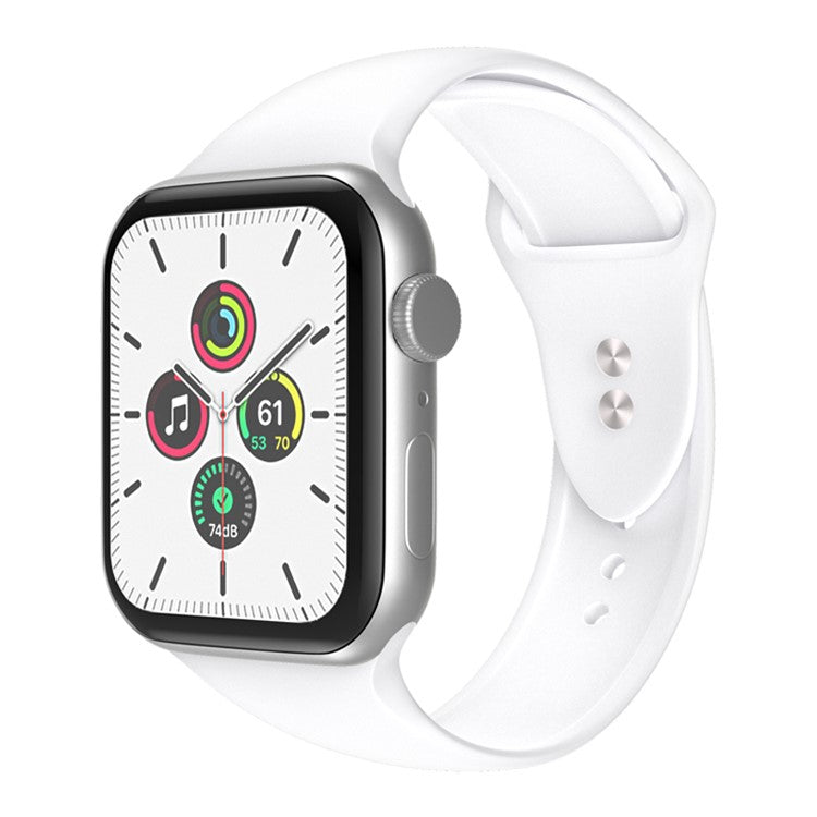For Apple Watch Series 10 46mm / Ultra 2 Ultra 49mm / Series 9 8 7 45mm / SE (2023) SE (2022) SE 6 5 4 44mm / 3 2 1 42mm Adjustable Silicone Watch Strap with Double Buttons Buckle, Size L - White